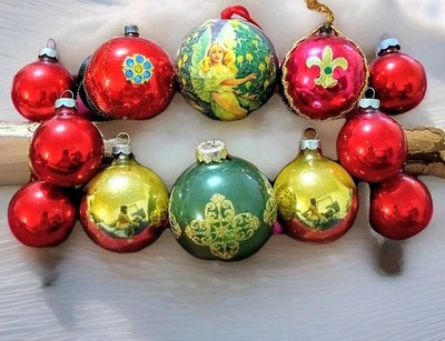 Vintage Mercury Glass Germany USA Rauch Shiny Brite Christmas Mixed Ornament Lot