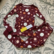 NWT Cat Jack Outer Space Planet Moon Pajama Set Kids Size 6 Snug Fit Maroon