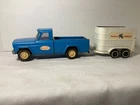 Vintage 1960’s Pressed Steel Tonka JEEP Pickup w/ Horse Trailer "TONKA STABLES"