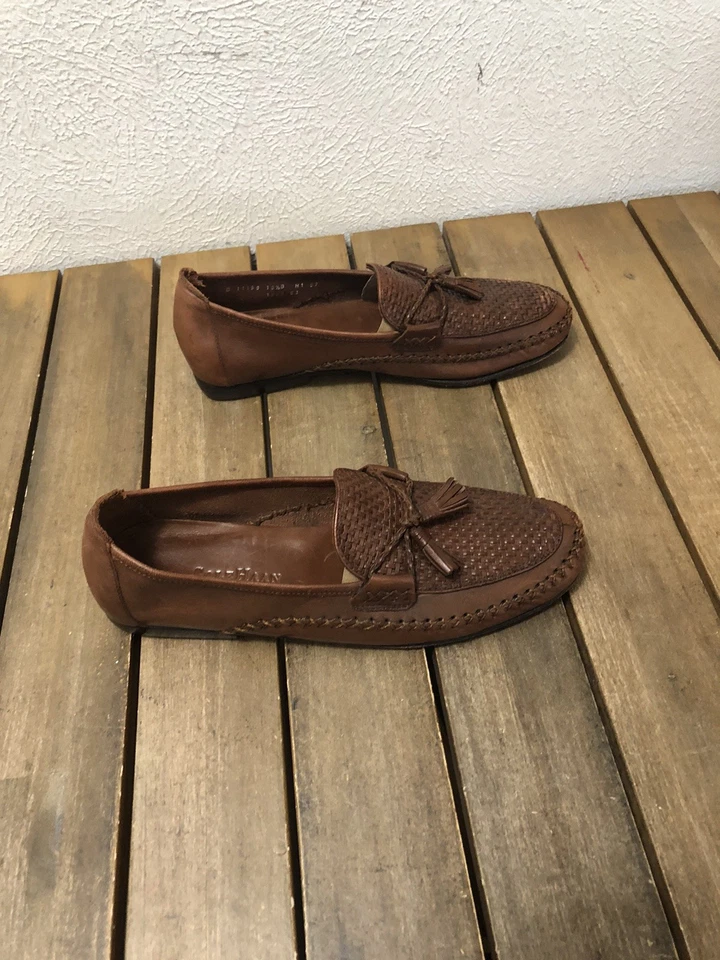 VNT Cole Haan Country Leather Loafers Women's Woven Shoes Brown Tassel 10.5B - Image 3 of 4