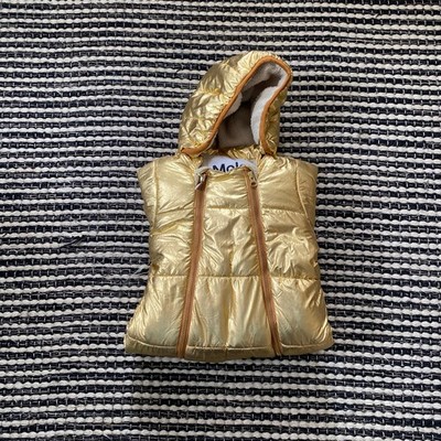 Molo Hebe Baby Girls Shimmer Gold Sherpa Lined Full Zip Bunting Snowsuit 80/12M