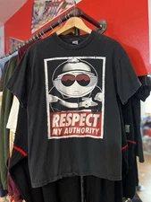 Vintage South Park Cartman Respect My Authority Shirt 90s Cartoon Tv Show Size M