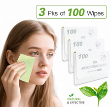 Oil Absorbing Sheets 3 Packs of 100 Natural Blotting Papers