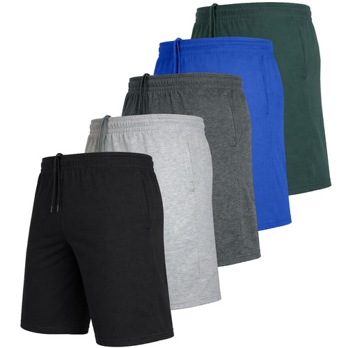 5-PACK Men’s Lounge Shorts Cotton Blend & Elastic Waist (Sizes- S-3XL) Free Ship
