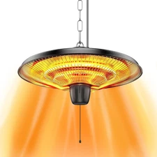 1500W Electric Hanging Patio Heater - 3S Fast Heating with IP55 Waterproof Prote