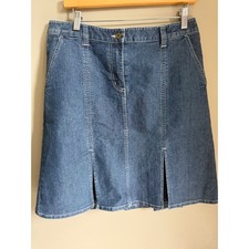 Christopher Banks Women's Denim Pleated Skirt Size 8