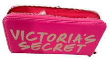 Victoria's Secret Supermodel Pink And Metallic Gold Zip Wallet 12 Card Holder