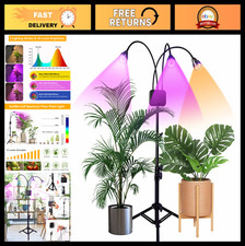 Full Spectrum 60W LED Plant Grow Light with Adjustable Stand  Timer for Indoor