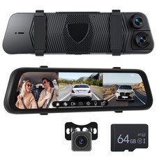 9.66" 3-Kanal Spiegel Dashcam WIFI Auto DVR Rückfahrkamera Nachtsicht 64GB Card
