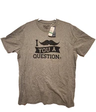MENS PENGUIN PERRY ELLIS I MUSTACHE YOU A QUESTION GRAY GRAPHIC T SHIRT SIZE L