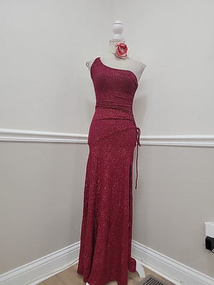 VTG Y2K Glitter One Shoulder Maxi Dress Jodi Kristopher/Cranberry Color  /Small | eBay