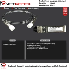 Cisco CAB-SFP-SFP-2M-C 2m Passive Twinax Copper DAC Cable SFP to SFP