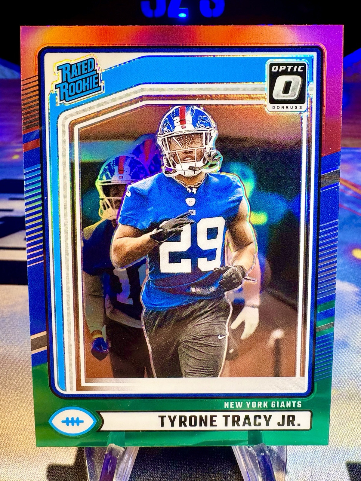 2024 Tyrone Tracy Jr. Panini Donruss Optic Preview Red/Green Holo Rated Rookie
