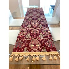 New Turkish Traditional Table Runner Patterned Red