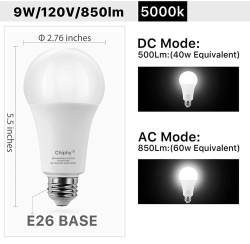 Rechargeable Emergency LED Bulb, E26 Emergency Backup Light, 4-Pack - Picture 2 of 3