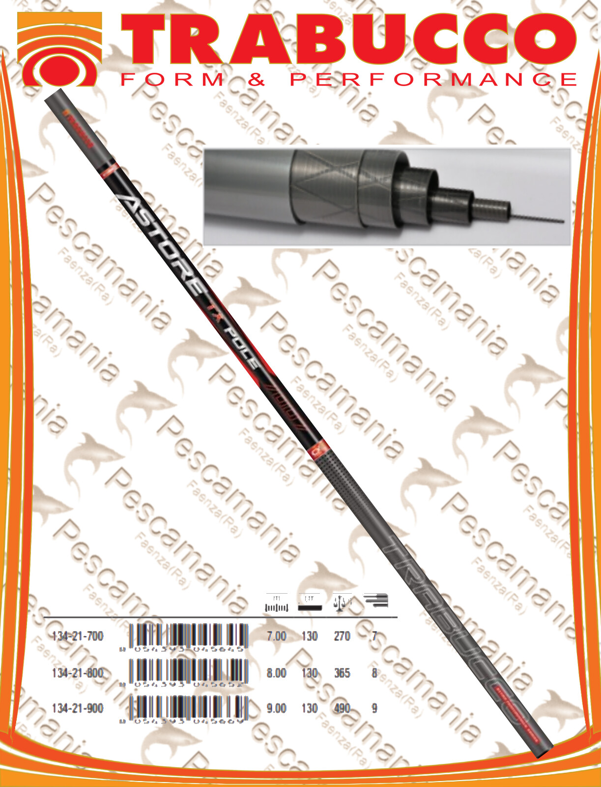 Canna Fissa Trabucco Astore TX Pole 9009 mt 9.00