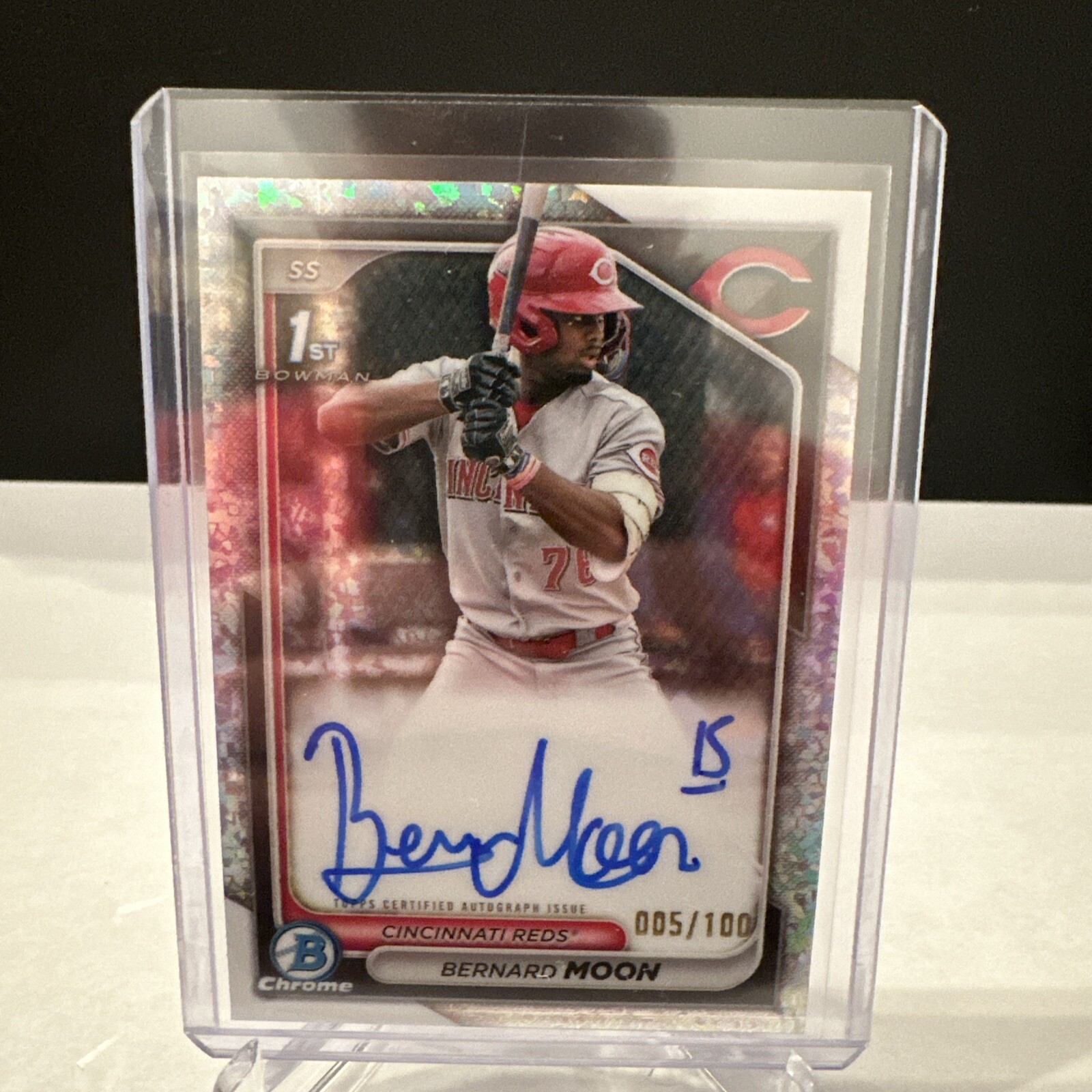 2024 Bowman Chrome Bernard Moon 1st Chrome Prospect Auto Mini Diamonds # /100