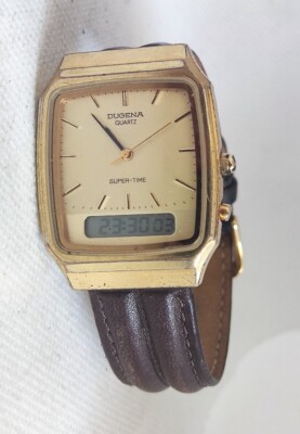 Dugena Super-Time Quartz Herrenuhr Vintage Retro Sammler 