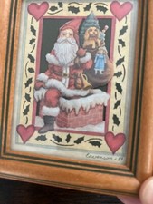Scherenschnitte, Designs with Scissors 1989 Christmas Santa Claus Framed Art