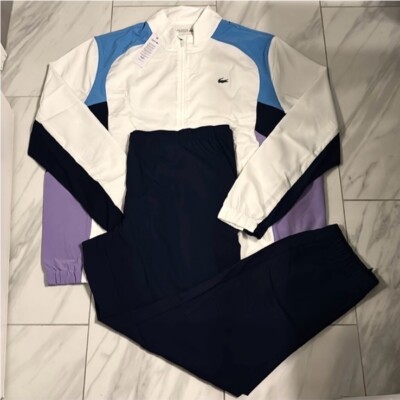 LACOSTE ジャージ上 Lacoste Sport Men's Full Zip Tracksuit White Blue Purple $260 New