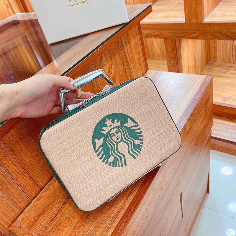Lindo mini bolso de mano Starbucks equipaje bolsa de almacenamiento de viaje estuche de tocador regalo