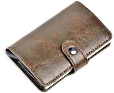 Pochette Uomo Da Polso Porta Credit Card Anti RFID Piatto In Pelle