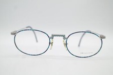 Vintage Chai No 8 So1 Silver Blue Oval Glasses Eyeglass Frame NOS