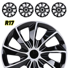 17" Wheel Rim Cover Silver Black 4Pc Snap On Hub Caps Fits R17 Tire & Steel Rim