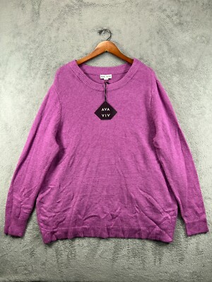 AVA & VIV Womens Plus 3X Sweaters Pink Violet Knit NWT Tops Long Sleeve Ladies