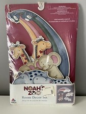 Vtg Noahs Zoo Baby Room Decor Set Rainbow Elephant Hippo Giraffe Dolly Inc NOS