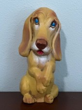 Rare Vintage 8" Hound Dog Rubber NO Squeak Blue Eyes Puppy Bloodhound Basset HTF