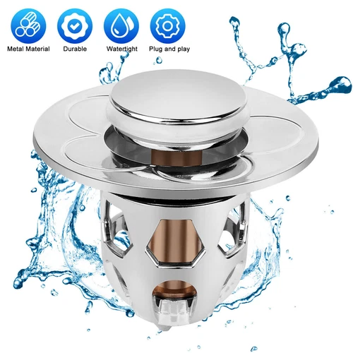Universal Bathroom Sink Stopper Drain Filter Wash Basin Core Bounce Pop Up Plug - Picture 3 of 9