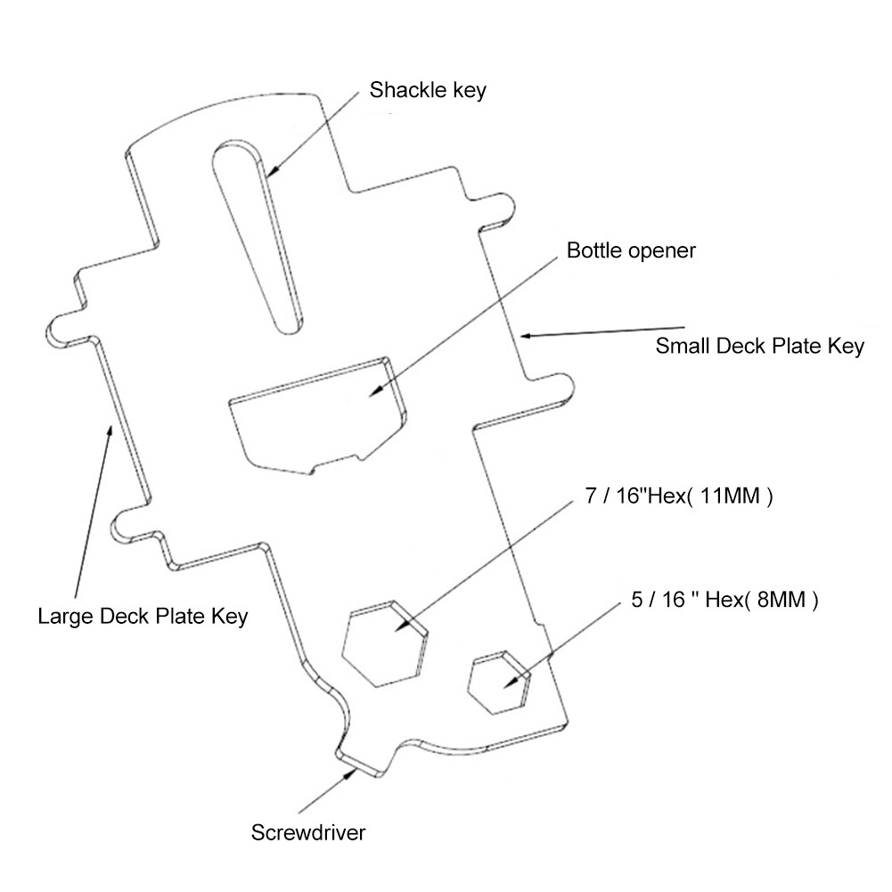 For Boats Multifunctional Wrench Fill Stainless Steel Deck Plate Key eBay