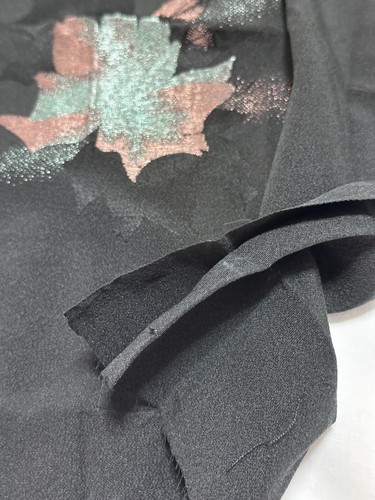 Vintage Japanese kiomono fabric silk Black Base v11 - Picture 6 of 7