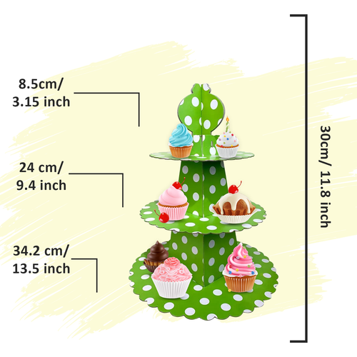 AEX 3 Tier Cake Stand Kids Party Wedding Large Polka Dot Cupcake Dessert Holder - Picture 25 of 65