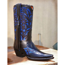 Cowboy Men's Western Blue Leather Performance Boots Square Toe Boot For Men