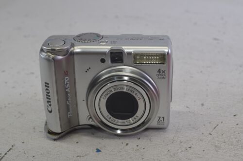 Canon Digital Camera PowerShot A570 IS PC1225 7.1 MP 4X Zoom Silver FOR PARTS