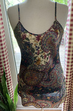 Vintage California Dynasty Paisley Floral Chemise Nightie SZ Med Made in USA