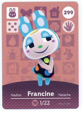 Francine #299 - Amiibo Card - Animal Crossing Series 1 - Authentic