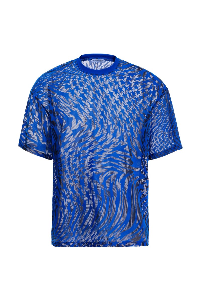 MUGLER 売れ筋商品|||マグラー Tシャツ トップス レディース Tops Blue MUGLER x H&M 302963 Blue T- shirt signature Blue Mugler Tee