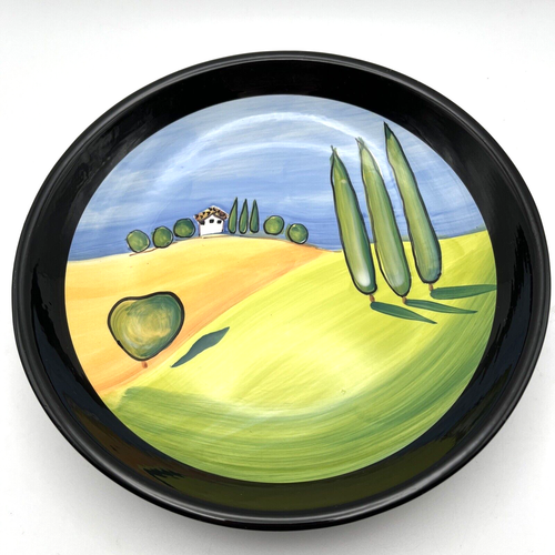 Naylor Designs Dish House with Trees Black Trim Set of 2 Bowl Plate