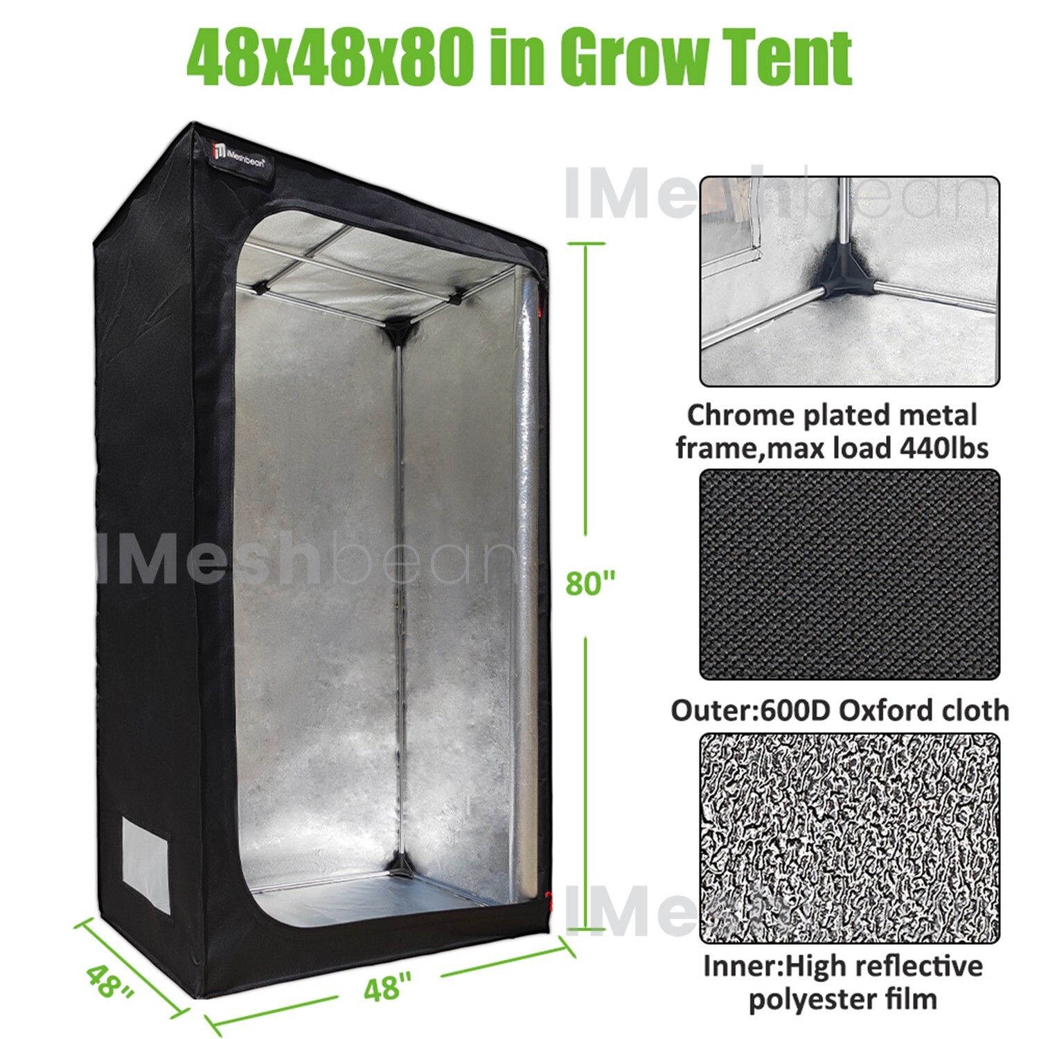 Complete Grow Tent Kit w/Full Spectrum Grow Light+Ventilation System+Timer+Tools