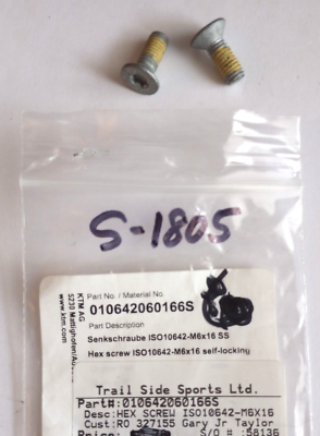 KTM Self-Locking Hex Screw M6X16 NOS 010642060166S Qty. 2 (S-1805