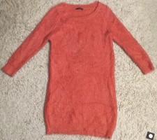 SOUTH Coral pink salmon 3/4 sleeve long sweater top dress UK 12 Medium M