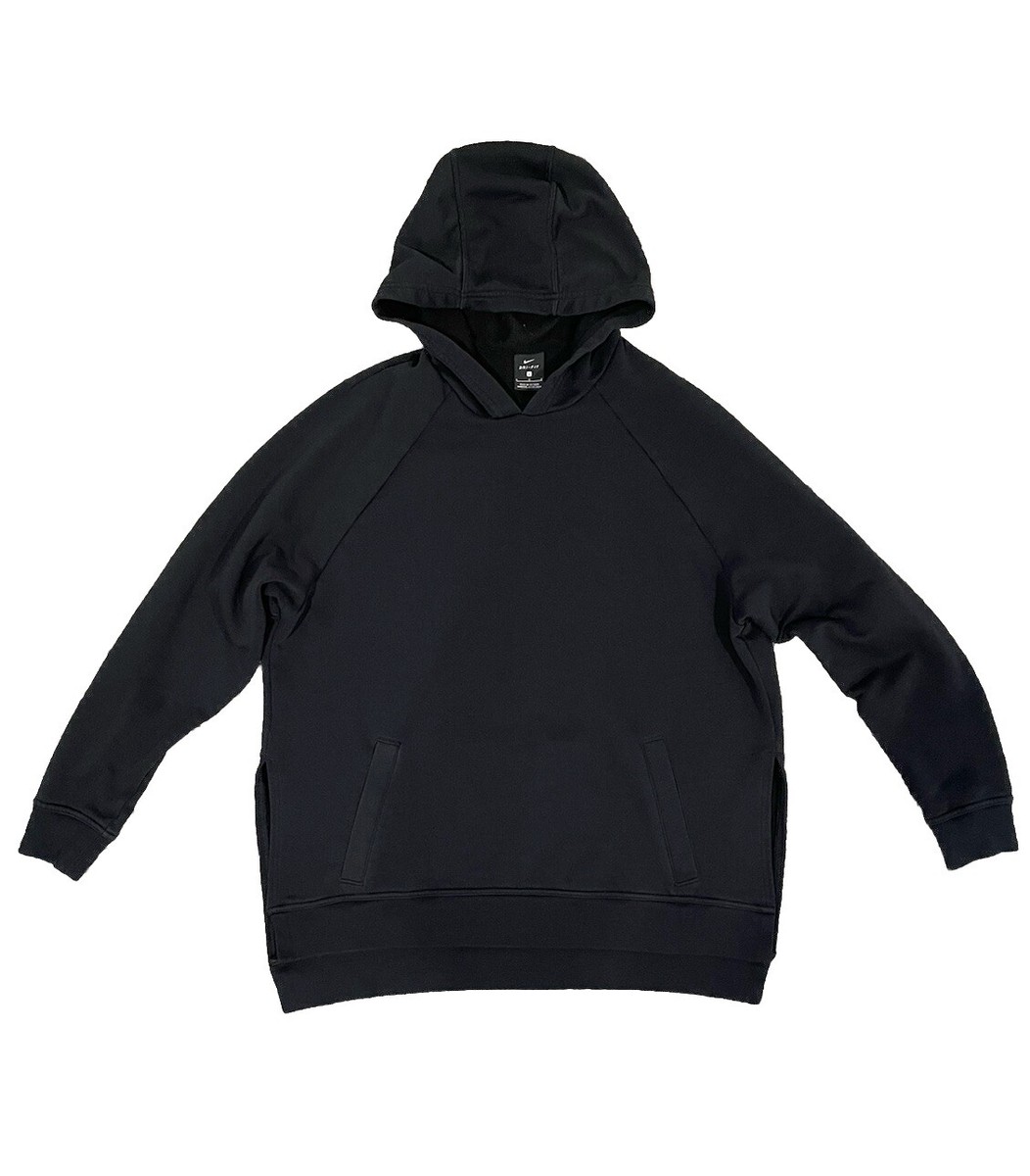 NIKE Sportswear Black Hoodie Kangaroo Pocket Side Slit Split Men's