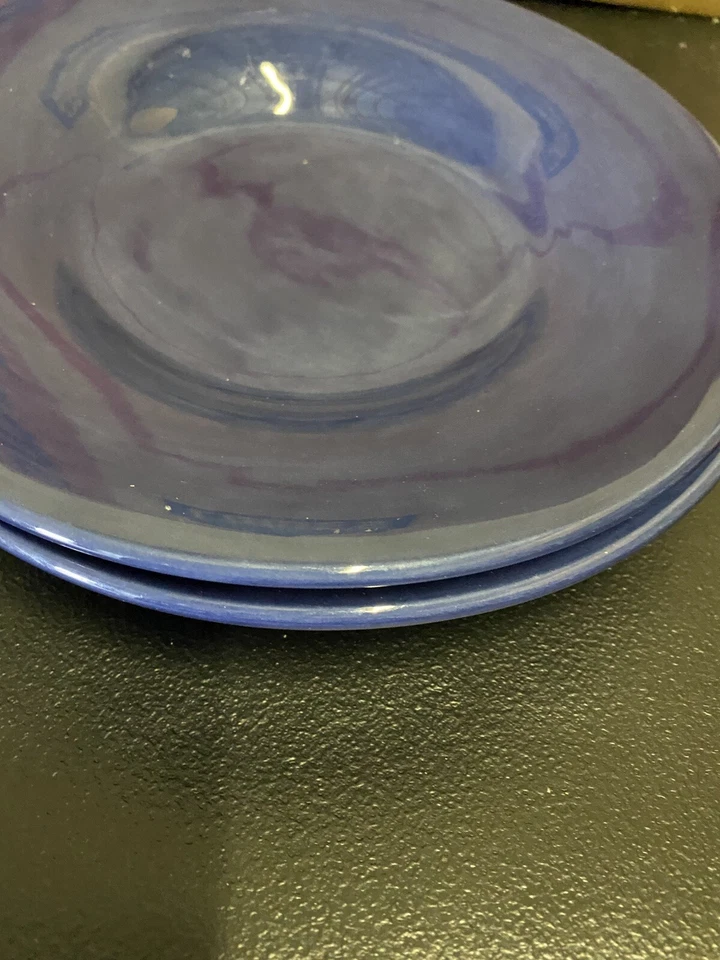 Pottery Barn SAUSALITO Sapphire Slate Blue 10” Wide Rim Soup Pasta bowls-2 Total - Image 2 of 3