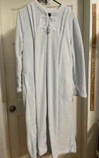 Earth Angels Womens Zip Blue Long Robe Gown Long Sleeve Size Medium