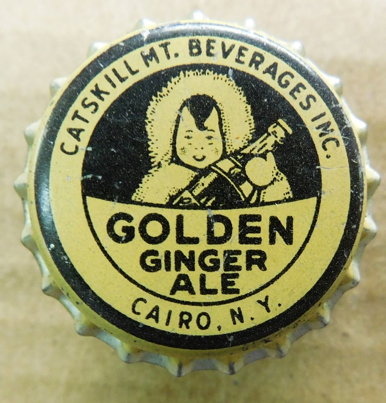 CLICQUOT GOLDEN GINGER ALE soda bottle cap UNUSED WITH CORK Catskill Mt Cairo NY