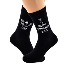 Personalisierte schwarze Herrensocken Geburtstag Parfect Day Golf UK-Gr&ouml;&szlig;e 5&ndash;12 &ndash; N1050
