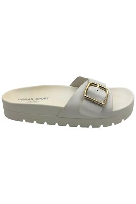 Urban Sport by J/Slides Rosey Buckle Slide Sandal White